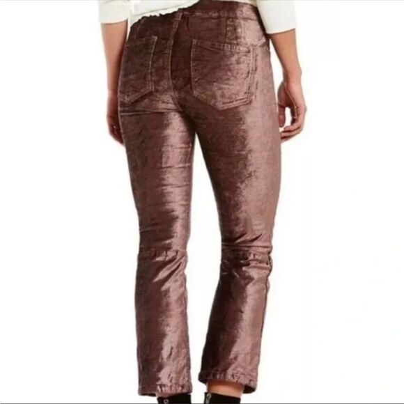 FREE PEOPLE | Velvet Cropped Flare Pants in Taupe Purple Women’s Size 28 (6) - Picture 3 of 12